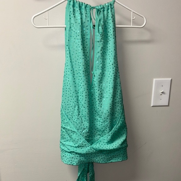 Vintage Arden B Teal Sequin Halter Top - Picture 9 of 9